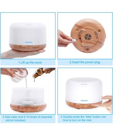 Sminiker 500ML Essential Oil Diffuser with Remote Control | Adjustable Mist Mode, Waterless Auto Shut-Off, 7 LED Light Colors | Home Diffusers - Buy Online on GoSupps.com