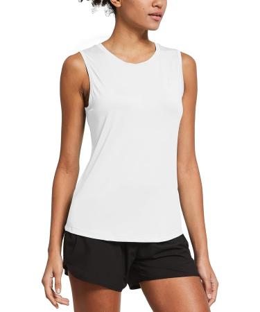 Baleaf Women's Sleeveless Workout Tank Top - White, Medium - Buy Online on GoSupps.com