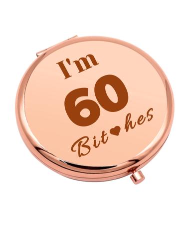 60th Birthday Gifts for Women Happy 60th Birthday Gifts for Sister Bestie Friend Compact Makeup Mirror for Wife Mom Aunt Grandma 60 Years Old Birthday Gift Ideas Folding Makeup Mirror Rose Gold-60th Birthday Gift-2