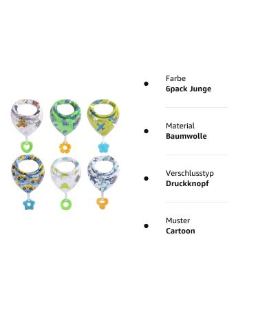 Vuminbox 6-Pack Baby Bandana Bibs | 100% Organic Cotton Super Absorbent & Soft Neckerchiefs for Boys & Girls - Adjustable Spitting Towels - Buy Online on GoSupps.com