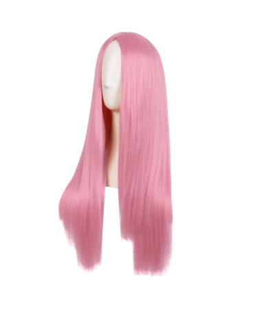 MapofBeauty 28 Inch Women's Long Straight Synthetic Wig in Light Hot Pink - Buy Online on GoSupps.com