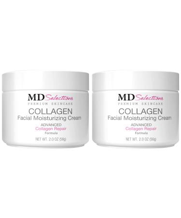 MD Selections Collagen Face Moisturizer Peptide - Anti-Wrinkle Facial Moisturizer For Face - Niacinamide Deeply Hydrating Peptide Complex Cream Facial Skin Care Products For Dry - 2Oz (Pack of 2)