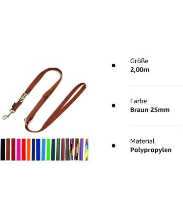 Adjustable Double Dog Leash for Large Dogs - 2m / 2.40m / 2.80m / 3.50m / 5m - Brown 25mm - Durable & Comfortable - Buy Online on GoSupps.com