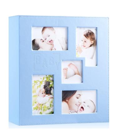 Benjia Baby Boy Photo Album 6x4 Extra Large Leather Picture Album holds 1000 Landscape and Portrait 10x15cm Photos Blue 1000 Pockets Blue