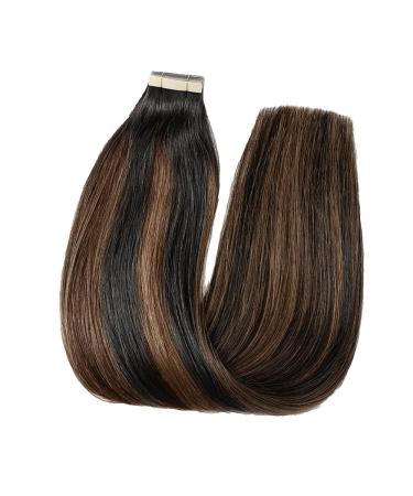 Hotlulana 20 Balayage Tape In Hair Extensions - 100% Real Hair - Natural Black to Chestnut Brown - 50g Skin Weft - 20PCS #1B/6 - Buy Online on GoSupps.com