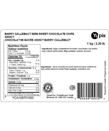 Yupik Barry Callebaut Semi-Sweet Chocolate Chips 4000CT 1Kg 1.0 kg (Pack of 1) - Buy Online on GoSupps.com