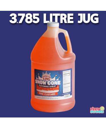 ZippySweets - Snow Cone Syrup - Egg Custard Flavour 1 Gallon with Complimentary Pump Perfect Shaved Ice Syrup for Up to 128 Snow Cones - Ideal Shaved Ice Treats for Summer Fun - Buy Online on GoSupps.com