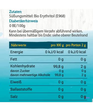Steviola Bio Erythrit White 500g - Organic Vegan Sugar-Free Sweetener for Food & Drinks - Buy Online on GoSupps.com