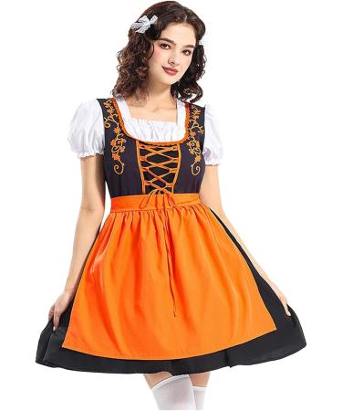 Dirndl - Chemisier Dirndl manches longues - Robe m di vale pour adulte - Costume traditionnel de f te de la bi re - Style ferme - Robe de bal pour carnaval f te f te de la bi re L Orange - Buy Online on GoSupps.com