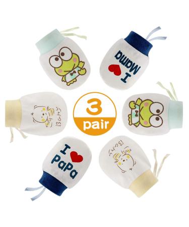 NOCHME Baby Anti Scratch Mittens for Newborn Boys Girls 3 Pair Super Soft Adjustable No Scratch Cotton Baby Gloves Mits 0-10 Months White