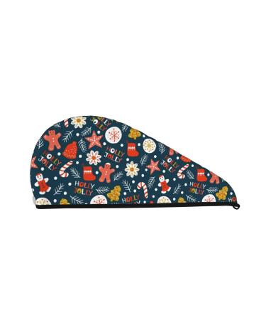 Holiday Christmas Cookies Microfiber Hair Towel Soft Super Absorbent Hair Towel Wrap for Women Coral Velvet Quick Dry Hair Cap for Long Curly and Thick Hair