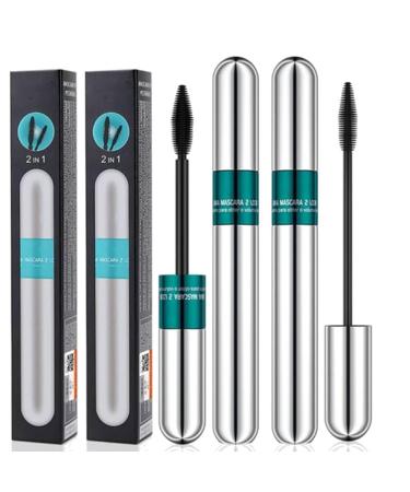 2 in 1 mascara volume and length 5x Longer Waterproof Lash Cosmetics mascara for Natural Lengthening No Clumping lash princess mascara (2Pcs)