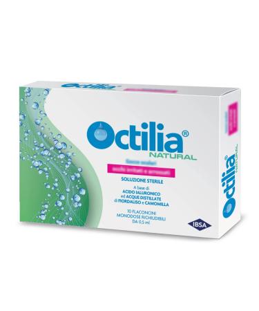 Octilia natural eye drops hyaluronic acid eye drops distilled water made of cornflower and chamomile drops for irritated and reddened eyes in 10 recoverable single dose bottles