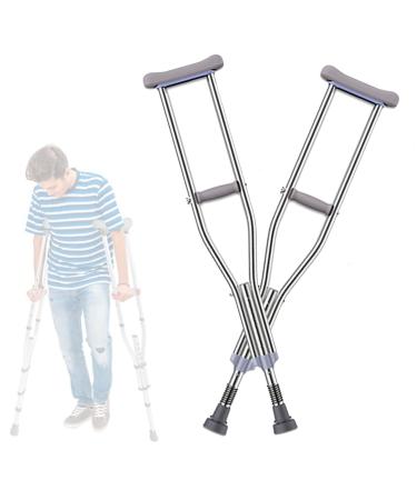 Adult Underarm Crutches Stainless Steel Elderly Crutches Medical Walking Crutches for Disabled Adjustable Crutches with Underarm Pads & Handgrip Silver (Size : Small (106-126cm)) anniversary Lucky