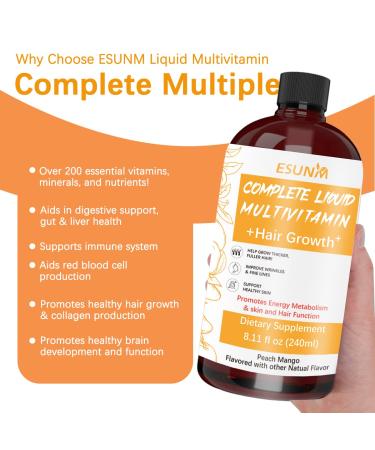 Hair Growth Liquid Multivitamin | Biotin for Hair Growth Supplement | Clinically Tested in Women for Thicker Hair & Facial Wrinkle | Skin Care | Ages 18+ | 8.11 Fl Oz - Buy Online on GoSupps.com