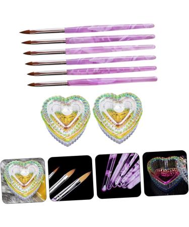 Ipetboom 1 Set Nail Art Crystal Cup Nail Glass Dish Glass with Lid Nail Liquid Nail Painting Drawing Pens Liquid Powder Dish Nail Brush for Acrylic Application Nail Kits Tool With Cover Abs - Buy Online on GoSupps.com