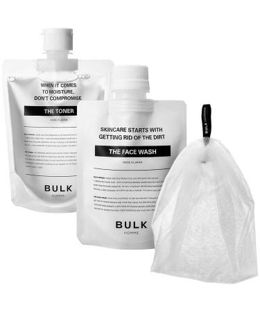 BULK HOMME - THE FACE WASH THE TONER & THE BUBBLE NET | Men s Skincare Kit | Hydrating Foaming Face Wash Pore Minimizing Toner & Bubble Foam Net For A Rich Lather | Facial Care For All Skin Types