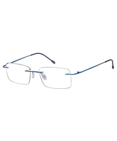 Eyekepper Rimless Reading Glasses for Men Reading - Rectangle Rimless Reader Glasses Blue