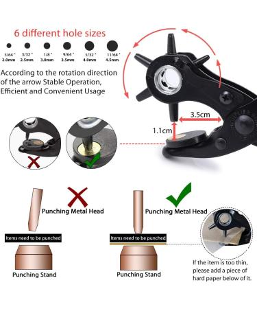 Leather Hole Punch Tool for Belts and More - Multi Size Puncher with Grommet Eyelet Kit - DIY Craft Projects - 100 Sets, Black/Red - Buy Online on GoSupps.com