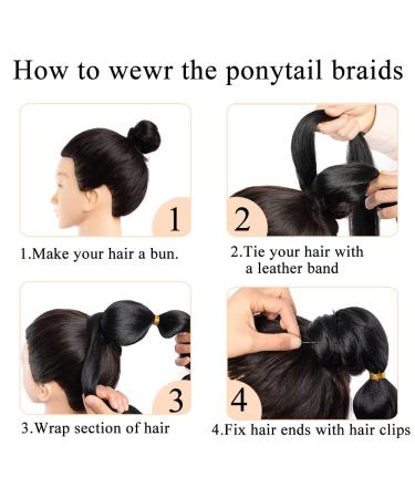 Buy 36 Inch Long Braided Bubble Ponytail Extension - 2 Packs of Natural Black Synthetic Hairpiece for Women | Soft and Stylish 36Inch 1B Hair Extension - Buy Online on GoSupps.com