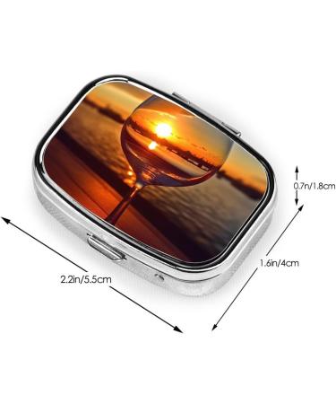Portable Sunset Wine Glass Printed Pill Box | Travel Medicine Organizer - Buy Online on GoSupps.com