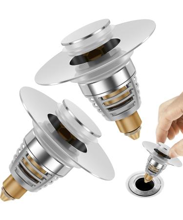 Abizarch 2Pcs Sink Plug Universal Bathroom Sink Plug with Strainer Pop Up Sink Hole Plug Cover Stainless Steel Push Sink Plug for 33 to 40mm Drain Holes Sturdy Rustproof Sink Plug for Bathroom Kitchen - Buy Online on GoSupps.com