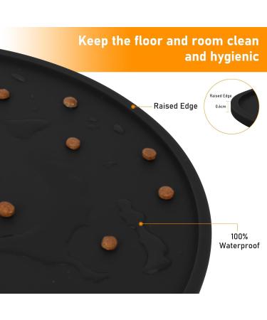 Ldyoen Silicone Dog Bowl Underlay & Cat Feed Mat - Waterproof Slip-Resistant Large 48x30cm - Ideal for Dogs & Cats - Black - Buy Online on GoSupps.com