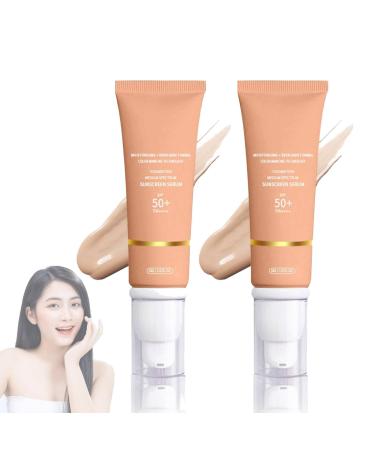 Foundation Covering Imperfections, Liquid Foundation Long-Lasting Soft Matte, 4 in 1 Liquid Foundation, Hydrating Medium Full Coverage Concealer with Spf 50+, Waterproof Korean Makeup (2 Piece,