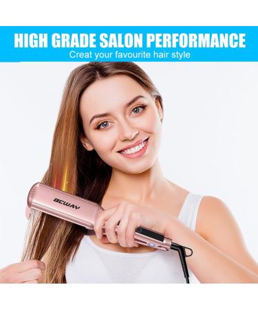Bcway Professional Hair Straightener - Extra-Large Titanium Flat Iron - 30s Instant Heating - 5 Adjustable Temp - Anti-Static - Rose Gold - Buy Online on GoSupps.com