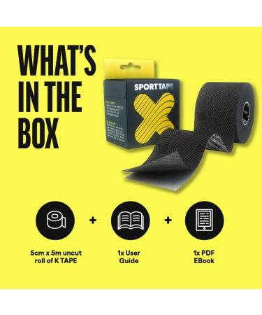 SPORTTAPE Extra Sticky Kinesiology Tape 5cm x 5m - Blue | Hypoallergenic Waterproof K Tape | Physio Medical Sports Tape for Muscle Injury Support | Uncut - Single Roll - Buy Online on GoSupps.com
