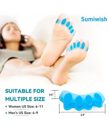 Sumiwish Toe Separators 8 Pcs - Plantar Fasciitis Relief, Bunions, Hammer Toes - Soft Gel Toe Spacers (Blue/Clear) - 4 Pairs - Buy Online on GoSupps.com