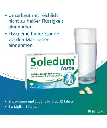Soledum Capsules Forte | 20 Cold Capsules with Cineole for Respiratory Inflammation & Bronchitis Relief - Buy Online on GoSupps.com