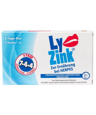LY ZINC For nutrition in case of herpes Lysine + Zinc For long-lasting healthy lips 15 capsules 15 pieces (1 pack)
