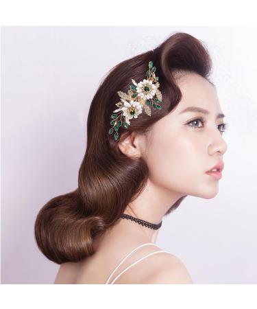 Gold Crystal Daisy Flower Bridal Hair Comb | Rhinestone Wedding Hair Accessory for Women and Girls - Buy Online on GoSupps.com