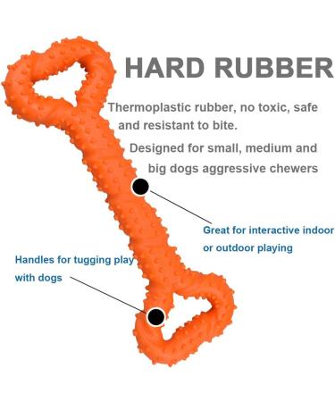 Atopo Robust Dog Toy - 13-Inch Bones Shaped Hard Rubber for Large & Small Dogs - Interactive Teeth Cleaning & Gum Massaging Toy - Orange - Buy Online on GoSupps.com