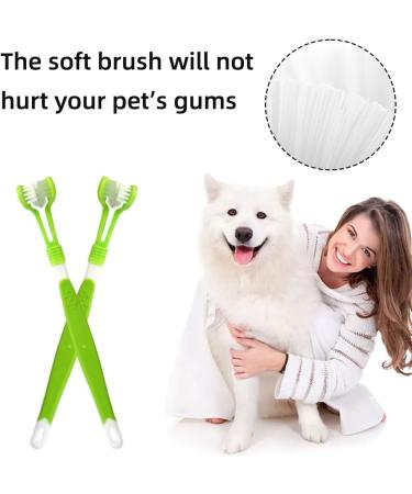 Kgduyc Pet Toothbrush - 2PC Triple Head Dog Toothbrush for Small to Large Dogs & Cats | Long Handle Pet Dental Care - Buy Online on GoSupps.com