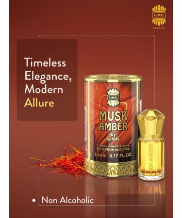 AJMALL Musk Amber Liquid Attar | Woody & Spicy Fragrance | Non-Alcoholic | Long Lasting Liquid Attar For Men - 5 Ml - Buy Online on GoSupps.com