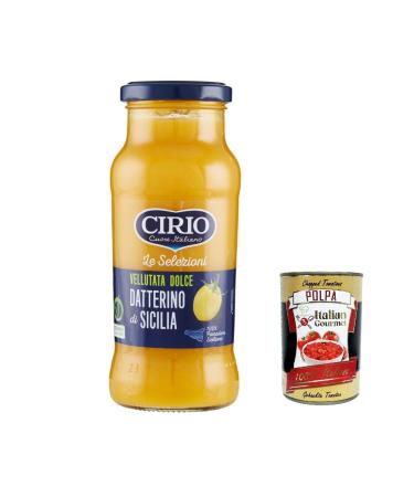 Italian Gourmet E.R. Cirio Le Selezioni Sweet Velvety Yellow Datterino from Sicily Datterini Yellow Tomatoes 350g + Italian Gourmet Pulp 400g