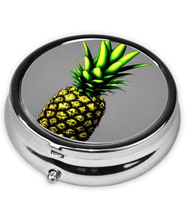 Cartoon Pineapple Round Pill Box | 3 Compartment Organizer | Portable Travel Pill Case for International Shipping - Buy Online on GoSupps.com