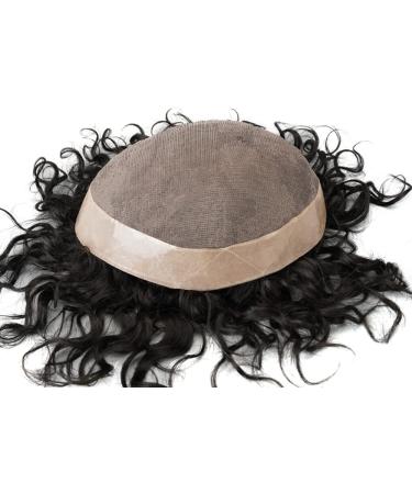 Lordhair Curly Hair Men's Toupee Men 100% Human Hair Hair System for Men Lace with PU Toupee for Men 8x10 inch(20mm) 20mm 8x10inch - Buy Online on GoSupps.com