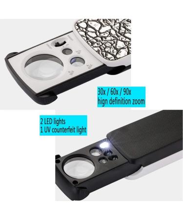 Magnifying Glasses for Hobbies Reading Magnifier 30/60/90 Times Magnifying Glass Counterfeit Light LED Lighting Pull High-Definition High Magnification Magnifying Glass Vision - Buy Online on GoSupps.com
