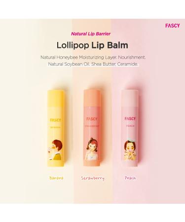FASCY Lollipop Lip Balm - Premium Korean Beeswax & Shea Butter - Paraben-Free - Natural Soybean & Vitamin E - Strawberry - 0.13 oz - Buy Online on GoSupps.com