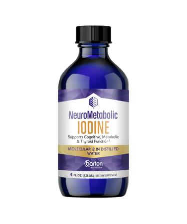 Barton Nutrition NeuroMetabolic Iodine - Liquid Iodine Supplement for Metabolic Cognitive and Immune Support - Thyroid Support for Women and Men - 4oz Iodine Drops - Molecular i2 in Distilled Water