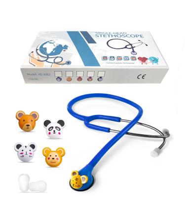 SCIAN Kids Real Working Stethoscope - Professional Quality with 5 Interchangeable Cartoon Heads - Ideal for Doctors, Nurses, Clinicians, and Home Use - Blue Color - Buy Online on GoSupps.com