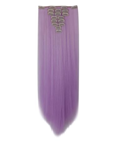 Clip in extensions hair extension such as real hair synthetic hair part 8 tressen 18 clips for complete full head hair extensions 66cm smooth light purple