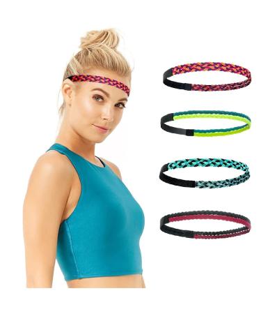 Workout Sweatbands for Women Head Non Slip Super Soft Stretchy Athletic Headband Moisture Wicking Headband for Running Man Pack A-4
