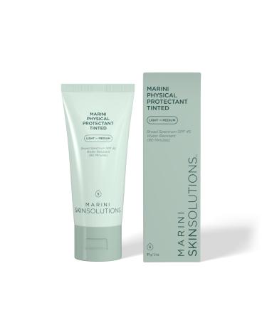 Marini SkinSolutions Physical Protectant Tinted - Light to Medium - Broad-Spectrum SPF 45 Sunscreen - Water Resistant (80 Minutes) - All Skin Types - Cruelty Free - Made in the USA - 2 oz