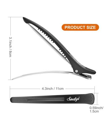Sndyi Hair Clips 12 Pack - Professional Non-Slip Duckbill Clips for Styling, Sectioning, and Roller Hair Styling - Salon Quality Barber Hair Clips - 4.3 Black (12pcs) - Buy Online on GoSupps.com