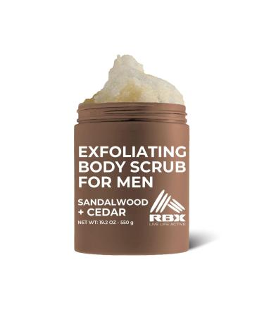 RBX Exfoliating Body Scrub For Men with Shea Butter Vitamin A and C Moisturizing Hydrating Body Scrub for Healthy Skin Sandalwood + Cedar