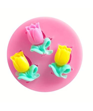 HengKe 2 Pcs 3D Tulip Flower Silicone Mold DIY Baking Mold Chocolate Mold Silicone Fondant Mould for Resin  Polymer Clay  Sugarcraft  Fondant